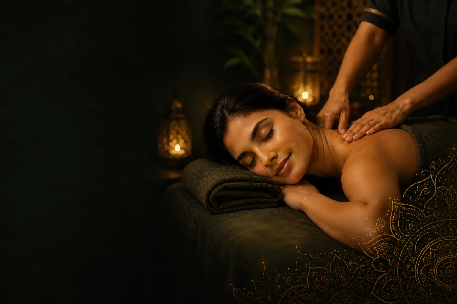 Entspannte Massage in ruhiger, warmer Atmosphäre